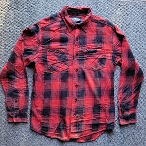 Harley davidson henley flannel button down shirt size S plaid long sleeve G